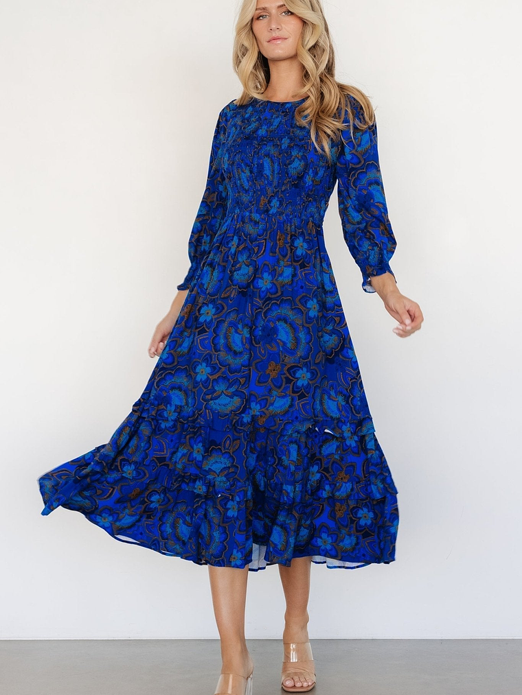 Andersen Smocked Midi Dress | Cobalt Floral 5