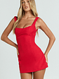 Aretha Mini Dress - Corset Panel Dress in Red - thumbnail 3