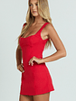 Aretha Mini Dress - Corset Panel Dress in Red - thumbnail 4