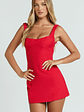 Aretha Mini Dress - Corset Panel Dress in Red - thumbnail 5