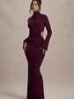 Anderson | Burgundy High-Neck Cut-Out Maxi Dress - thumbnail 1