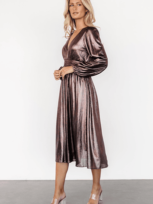 Aisha Shimmer Dress | Bronze