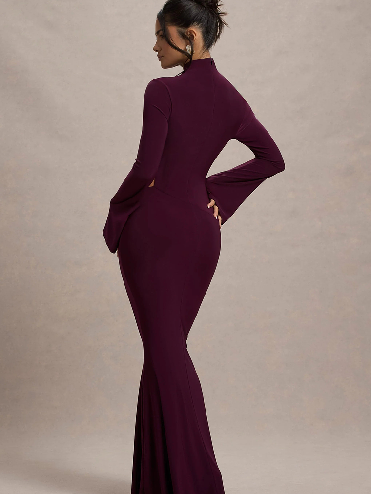 Anderson | Burgundy High-Neck Cut-Out Maxi Dress 2