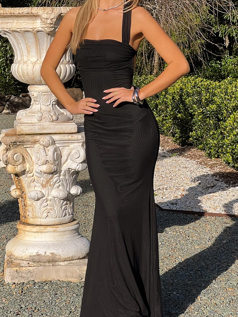 Amberley Black Mesh Formal Maxi Dress 1