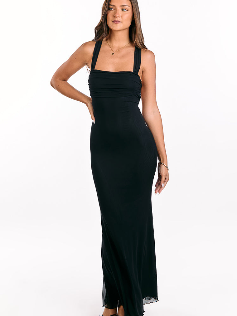Amberley Black Mesh Formal Maxi Dress 2