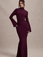 Anderson | Burgundy High-Neck Cut-Out Maxi Dress - thumbnail 4