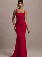 Adele | Red Ruched Fishtail Cami Maxi Dress - thumbnail 2