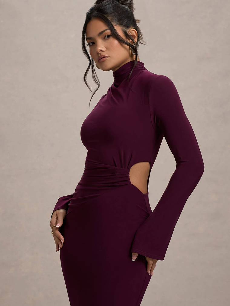 Anderson | Burgundy High-Neck Cut-Out Maxi Dress 6