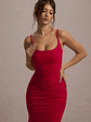 Adele | Red Ruched Fishtail Cami Maxi Dress - thumbnail 3