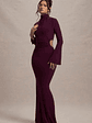 Anderson | Burgundy High-Neck Cut-Out Maxi Dress - thumbnail 7