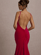 Adele | Red Ruched Fishtail Cami Maxi Dress - thumbnail 4
