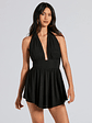 50s Icon Halter Plunge Neck Skater Romper - thumbnail 8
