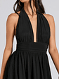 50s Icon Halter Plunge Neck Skater Romper - thumbnail 10