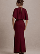 Allison | Berry High-Neck Maxi Dress With Cape - thumbnail 2