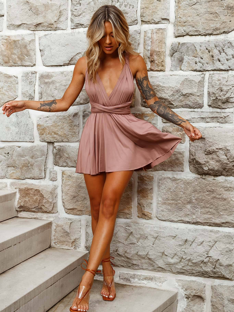 Ariana Multiway Mini Dress Mocha 2