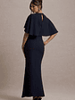 Allison | Navy High-Neck Maxi Dress With Cape - thumbnail 2
