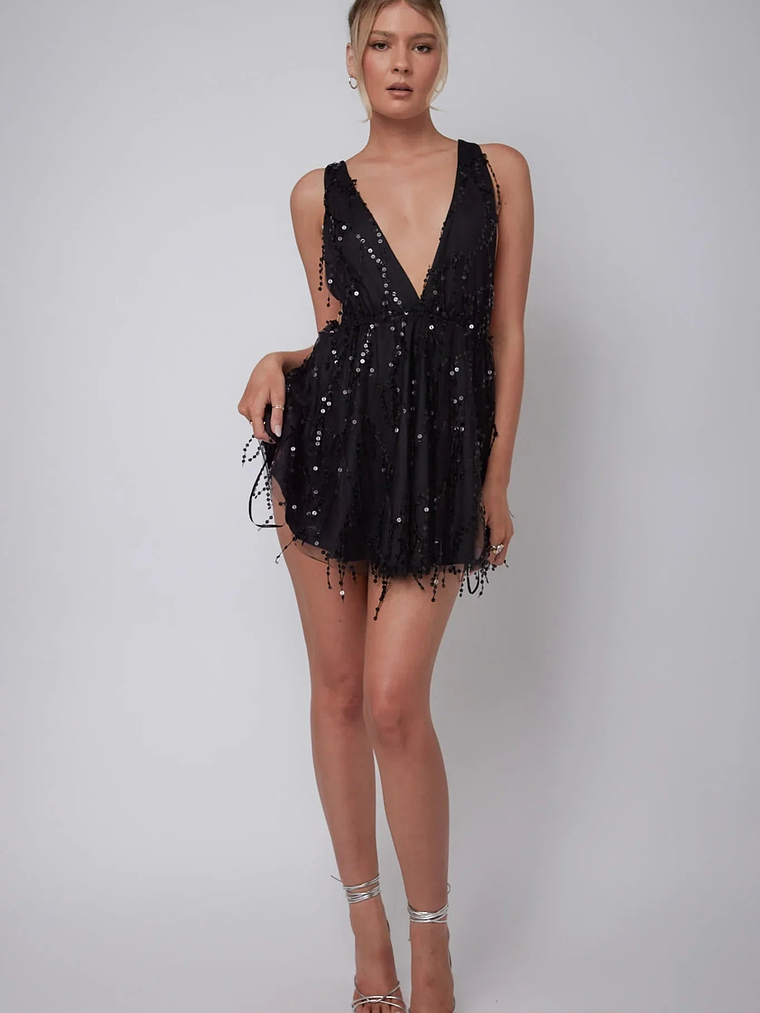 Ariana Sequin Party Mini Dress Black 5