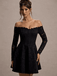 Alliste | Black Lace Bardot Mini Dress - thumbnail 1