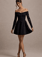 Alliste | Black Lace Bardot Mini Dress - thumbnail 3
