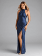 Andie Halter Open Back Slit Satin Formal Dress - thumbnail 11