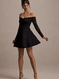 Alliste | Black Lace Bardot Mini Dress - thumbnail 5