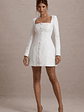Andie | White Tailored Square-Neck Mini Dress - thumbnail 3