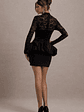Antheia | Black Lace Long-Sleeve Peplum Mini Dress - thumbnail 2