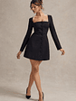 Andie | Black Tailored Square-Neck Mini Dress - thumbnail 6