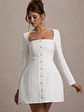 Andie | White Tailored Square-Neck Mini Dress - thumbnail 4