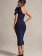Ambretta | Navy One-Shoulder Midi Dress With Bow - thumbnail 2