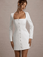 Andie | White Tailored Square-Neck Mini Dress - thumbnail 5