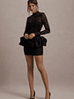 Antheia | Black Lace Long-Sleeve Peplum Mini Dress - thumbnail 4