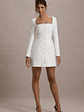 Andie | White Tailored Square-Neck Mini Dress - thumbnail 6