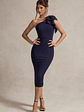 Ambretta | Navy One-Shoulder Midi Dress With Bow - thumbnail 5