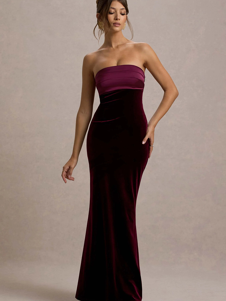 Ambrosi | Port Velvet Bandeau Maxi Dress 1