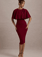 Andorra | Berry Bodycon Cape Midi Dress - thumbnail 1