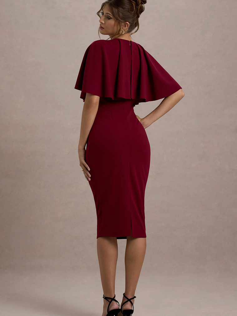 Andorra | Berry Bodycon Cape Midi Dress 2