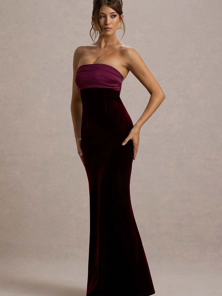 Ambrosi | Port Velvet Bandeau Maxi Dress 4