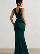 A Romantic | Green Satin Corset Wrap Maxi Dress - thumbnail 6