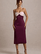 Andretti | Burgundy & Pink Satin Strappy Midi Dress - thumbnail 1