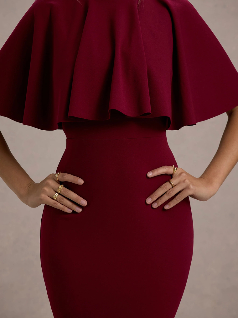 Andorra | Berry Bodycon Cape Midi Dress 6