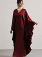Alohi | Berry Satin Plunge Cape Maxi Dress - thumbnail 1