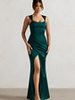 A Romantic | Green Satin Corset Wrap Maxi Dress - thumbnail 8