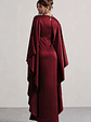 Alohi | Berry Satin Plunge Cape Maxi Dress - thumbnail 2