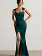 A Romantic | Green Satin Corset Wrap Maxi Dress - thumbnail 9