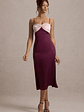 Andretti | Burgundy & Pink Satin Strappy Midi Dress - thumbnail 4