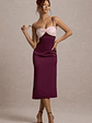 Andretti | Burgundy & Pink Satin Strappy Midi Dress - thumbnail 5