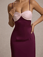 Andretti | Burgundy & Pink Satin Strappy Midi Dress - thumbnail 6