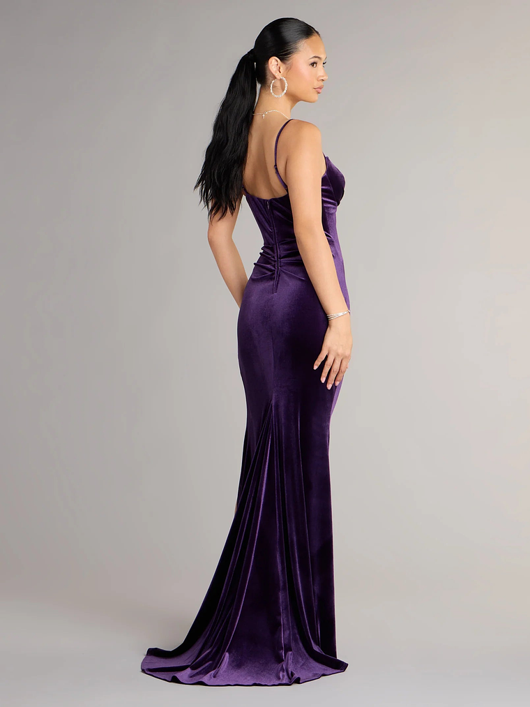 Ariel Velvet Slit Mermaid Formal Dress 2