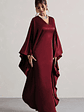 Alohi | Berry Satin Plunge Cape Maxi Dress - thumbnail 4